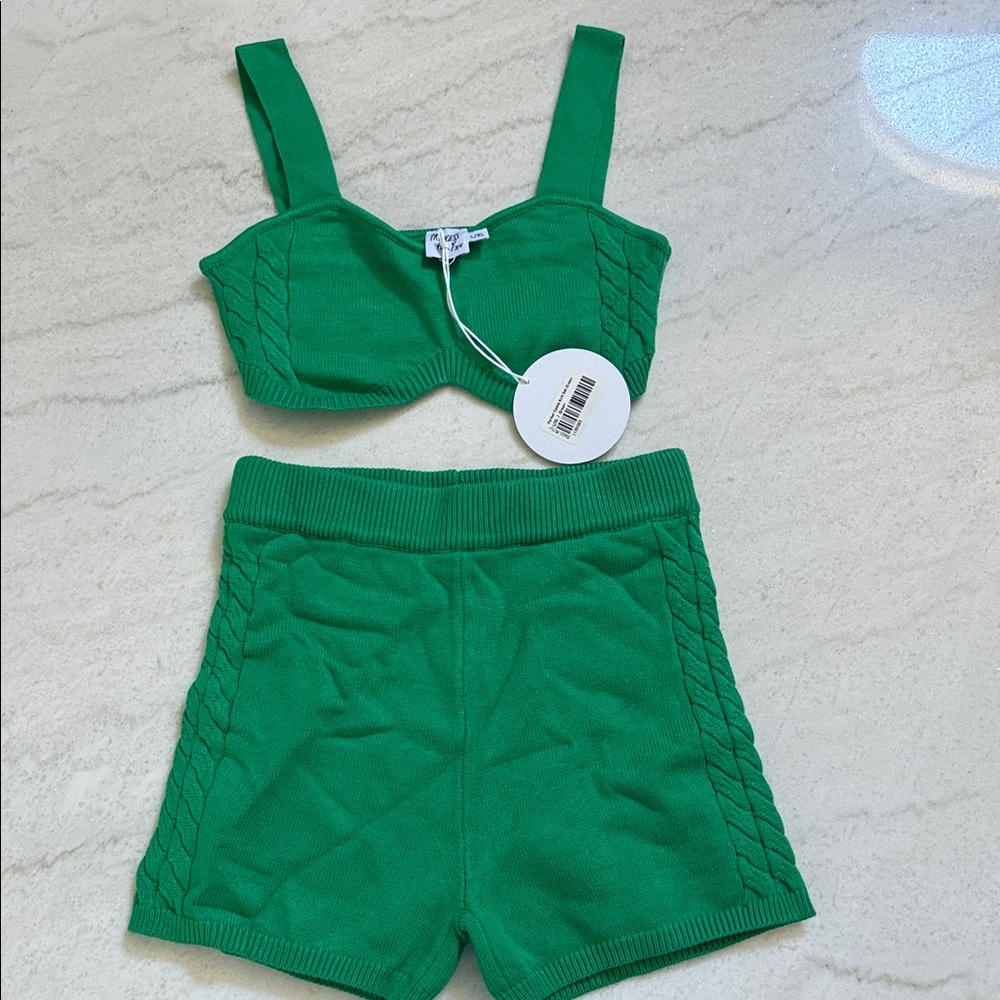Green Parker cable knit set